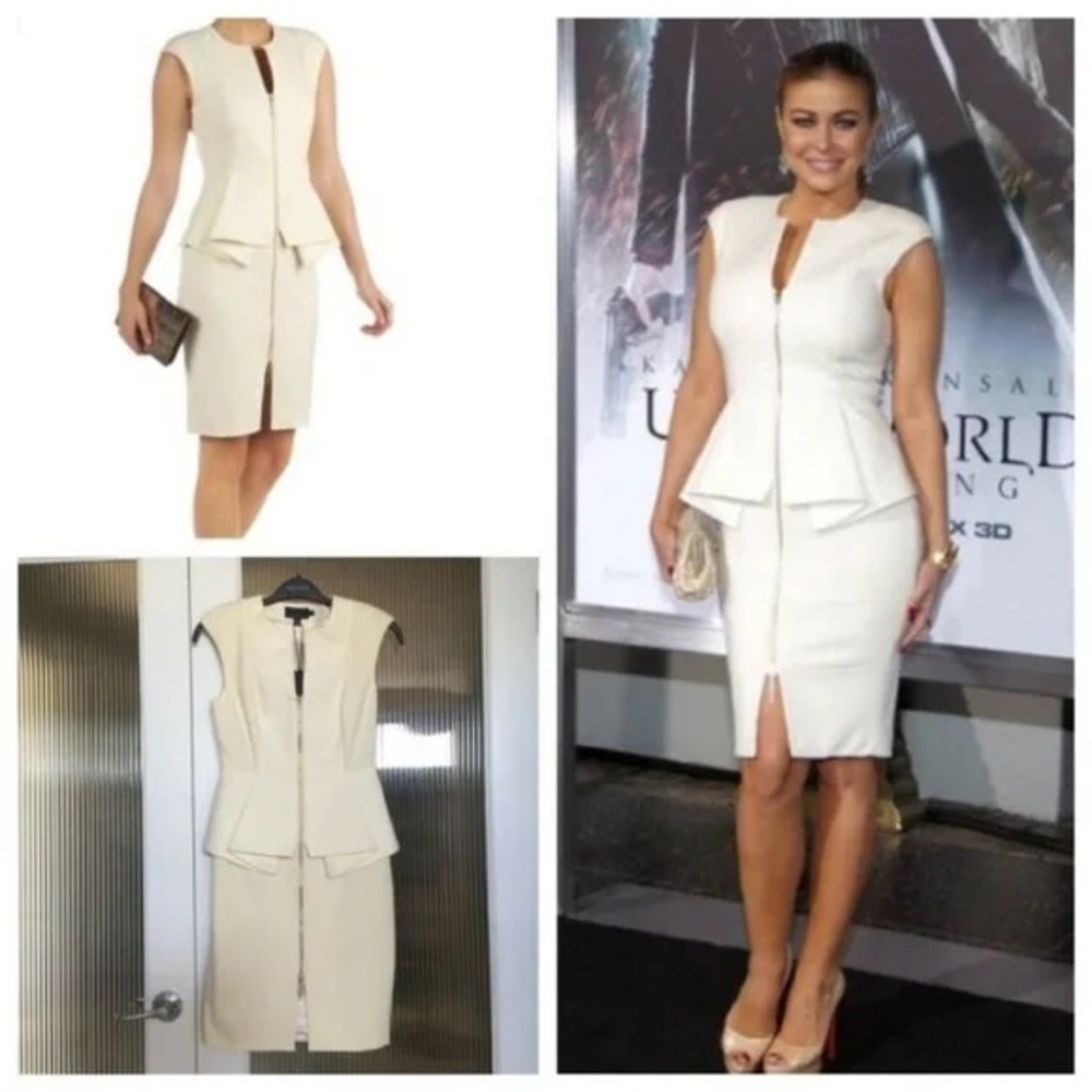 Ted Baker Janthum White Double-Zip Peplum Sheath Dress Size 2 - Picture 4 of 12